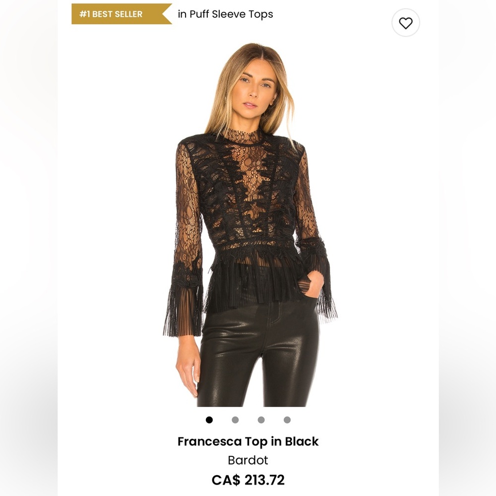 Bardot Francesca Black Lace Top
